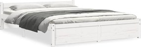 vidaXL Cadru de pat, alb, 140x190 cm, lemn masiv