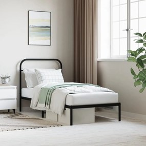 352570 vidaXL Cadru de pat metalic cu tăblie, negru, 90x190 cm
