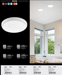 Plafoniera LED incastrabila pentru baie IP20/IP65 Oleg alb 17,5cm