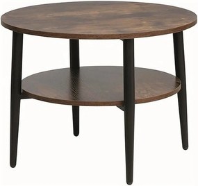 Masuta cafea ELLA B, maro rustic/negru mat, PAL/metal, 60x45 cm