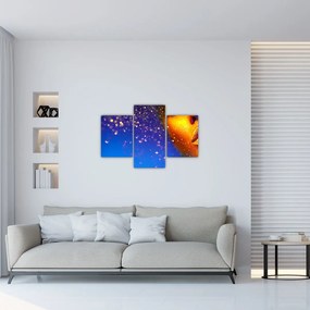 Tablou - Body art, combinație auriu-albastru (90x60 cm)