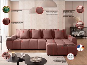 Colțar teracotă (cu colț pe partea dreaptă/cu șezlong) Albane – Ropez