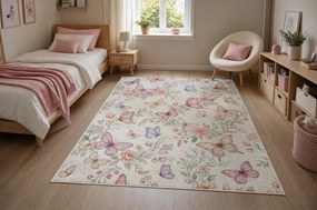 BAMBINO 61450 covor lavabil Fluturi pentru copii anti-alunecare - cremă / roz