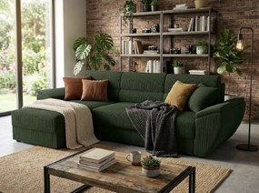 Coltar extensibil reversibil TAVERO 251x140 cm, verde inchis