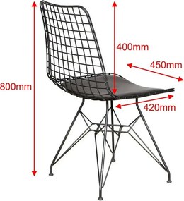 Set 2 scaune metal, Dining Homs, negru 80 x 42 x 45 cm