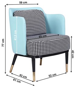 Fotoliu design, model alb-negru/ piele ecologică neo mint, EMREN
