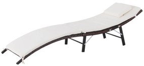 Sezlong Pat de Gradina Outsunny, Rattan cu Saltea Detasabila, 196x61x53cm alb | Aosom RO