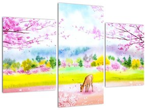 Tablou - Căprioară pictată, acuarelă (90x60 cm)