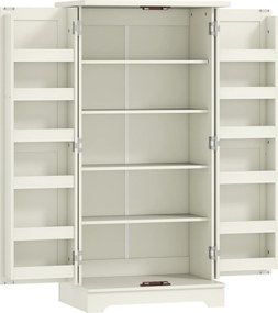 HOMCOM Dulap de Bucătărie Tip Cămară, Rustic, cu 12 Rafturi pentru Condimente, Rafturi Reglabile, 2 Uși, pentru Sufragerie și Living, 60x40x120 cm, Crem | Aosom Romania