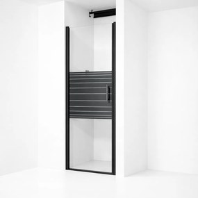 Madeira Black Pattern 80 ușă de duș care se deschide, 190cm, 6mm