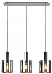 Lustra cu 3 Pendule design modern Donati crom/fumuriu