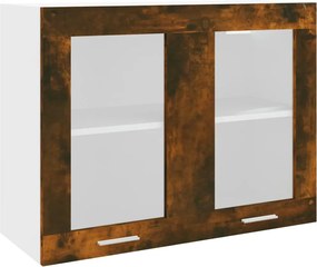 vidaXL Dulap de sticlă suspendat “Lyon”, stejar fumuriu, 80x31x60 cm