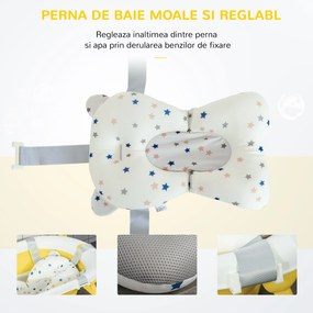 HOMCOM Cadă Pliabilă pentru Bebeluși 0-3 Ani, cu Indicator de Temperatură și Pernuță, Alb, 81.5x50.5x23.5 cm, Design Ergonomic | Aosom Romania