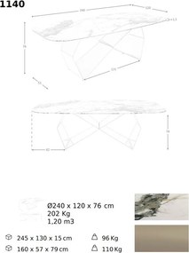 Masa dining deosebita design LUX Porcelain-Marble 240cm