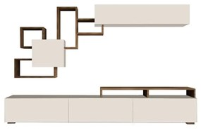 Mobila Living Comoda Rafturi si Dulapioare Elit - White, Walnut