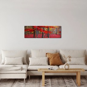 Tablou - Pădurea roșie (cu ceas) (90x30 cm)