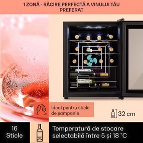 Klarstein Shiraz, răcitor de vinuri, 42 l, panou de control tactil, 131 W, 5 - 18 °C, negru