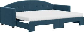 vidaXL Pat de zi cu extensie și saltea, albastru, 80x200 cm, catifea