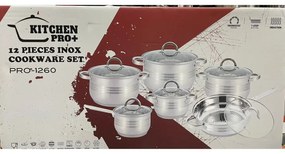 Set oale si tigaie inox cu capace 12 piese Kitchen Pro PRO 1260