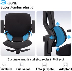 HOMCOM Scaun de birou ergonomic, cu suport lombar dinamic și suport pentru picioare, 73x75x120-128 cm, negru | Aosom Romania