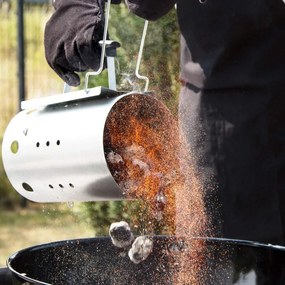 Dispozitiv de aprindere pentru gratar Master Grill & Party MG118, Potrivit pentru carbuni si brichete, Maner izolat termic, Otel, Argintiu