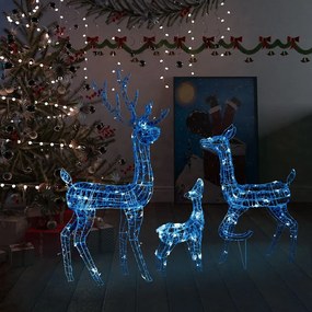 Decoratiune de Craciun familie reni 300 LED-uri albastru acril 1, Albastru