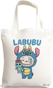 Sacosa de Panza pentru Cumparaturi, Geanta Tote, model Labubu 17 38 x 34.5 cm, Alba, BEKZ®