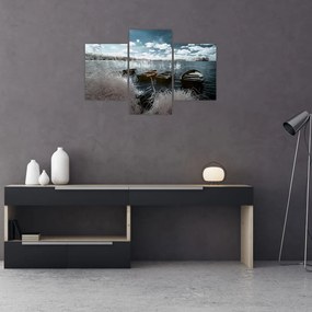 Tablou - Bărci de lemn pe lac (90x60 cm)