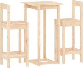 vidaXL Set mobilier de bar, 3 piese, lemn masiv de pin