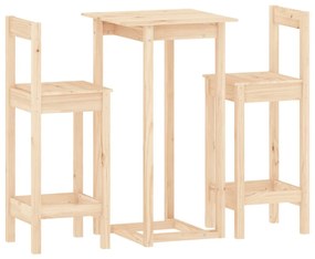 3124732 vidaXL Set mobilier de bar, 3 piese, lemn masiv de pin