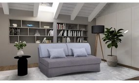 Canapea extensibilă tapițată PAUL, 3 locuri, pentru dormit zilnic, fără cotiere, gri