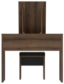 Masă de toaletă JUNO cu taburet, 45 x 29,6 cm, maro/negru