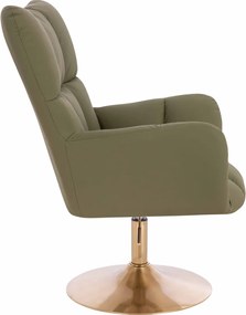 HR650N Scaun Khaki Piele Ecologica Premium Soft cu Bază Aurie