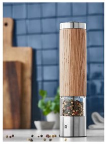 Râșniță electrică din lemn de stejar pentru piper și sare WMF, înălțime 21,5 cm