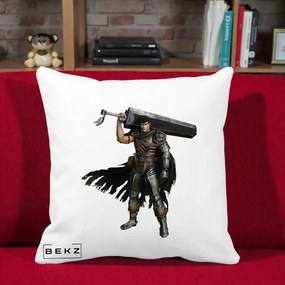 Perna Personalizata Berserk Guts Luptatorul Negru, 40x40 cm, Alba Mata, Husa Detasabila, Perna Inclusa, BEKZ®