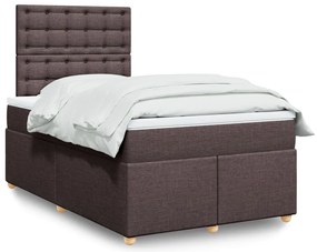 vidaXL Pat box spring cu saltea, maro închis, 120x190 cm, textil