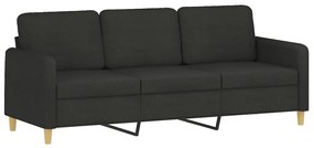 349101 vidaXL Canapea cu 3 locuri, negru, 180 cm, material textil