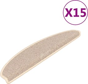 vidaXL Covorașe pentru scări, 15 buc., 65x21x4 cm, alb și maro, semirotunde, mari