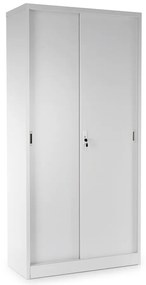 Dulap metalic universal cu uși glisante 90 x 40 x 185 cm, încuietoare cilindrică, gri - ral 7035