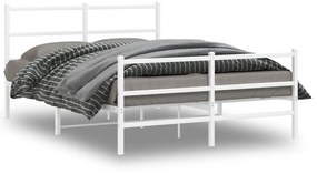 355433 vidaXL Cadru pat metalic cu tăblie de cap/picioare , alb, 140x200 cm