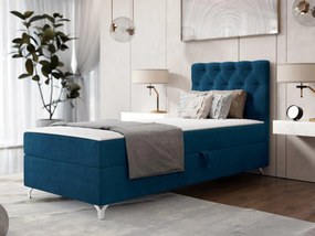 Pat de o persoană 80 cm Jenaks 1 (albastru) (cu somieră și saltea) (cu sp. depozitare) (S). Promo -17%. 1103579
