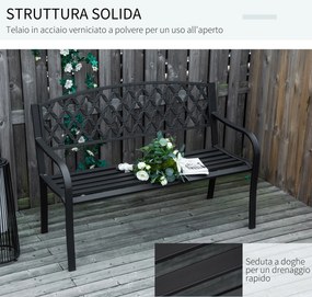 Outsunny Băncuță de Grădină pentru 2 Persoane, din Oțel și Fontă, Design Elegant, Rezistentă, Negru | Aosom Romania