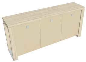 Dulap mic Verno+ 200 x 46 x 90 cm, uși de sticlă, salcâm / vanilie