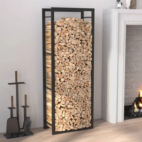 Rastel pentru lemne de foc, negru mat, 50x28x132 cm, otel