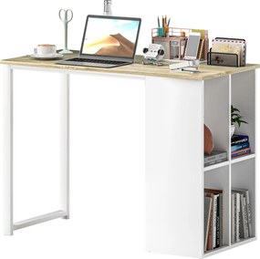 HOMCOM Masă compactă pentru calculator, birou modern cu compartimente de depozitare, pentru spații mici, 100 x 54 x 75 cm, Alb | Aosom Romania