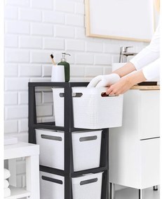 Etajeră pe roți albă/neagră din plastic 30x77 cm Brisen - Rotho