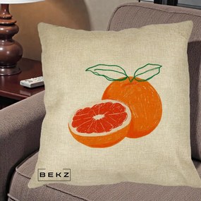 Perna Decorativa Grepfrut Citrus, 40x40 cm, Crem, Husa Detasabila, Perna Inclusa, BEKZ®