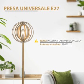 HOMCOM Lampa de podea abajur pivotant moderna creativa Baza din lemn cauciuc pentru casa Ф38 x 160cm