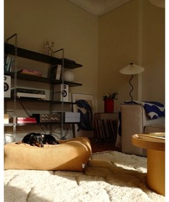 Puf din catifea reiată Karup Design More Ivory