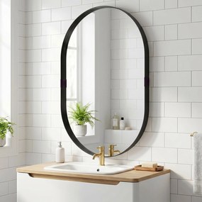 HOMCOM Oglindă de perete, oglindă decorativă 60 x 90 cm din sticlă securizată cu cadru din aluminiu, pentru dormitor, living, hol, negru | Aosom Romania